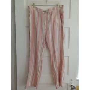 Per Se pastel striped linenblend wide leg cropped pants womens L coast beach